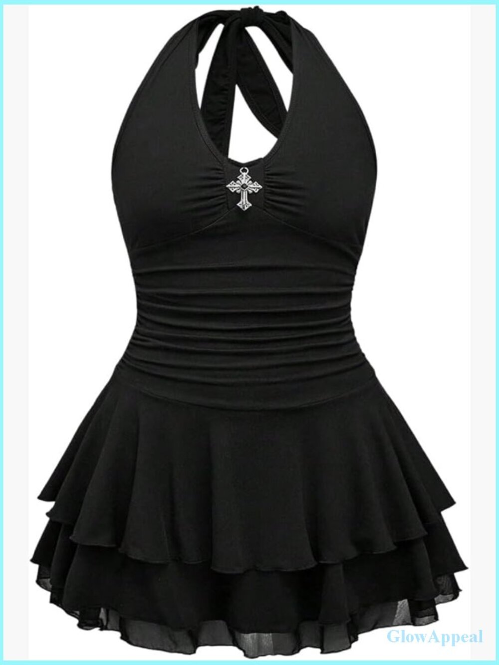Plus Size Y2K Gothic Grunge Mini Dress with Tie Back